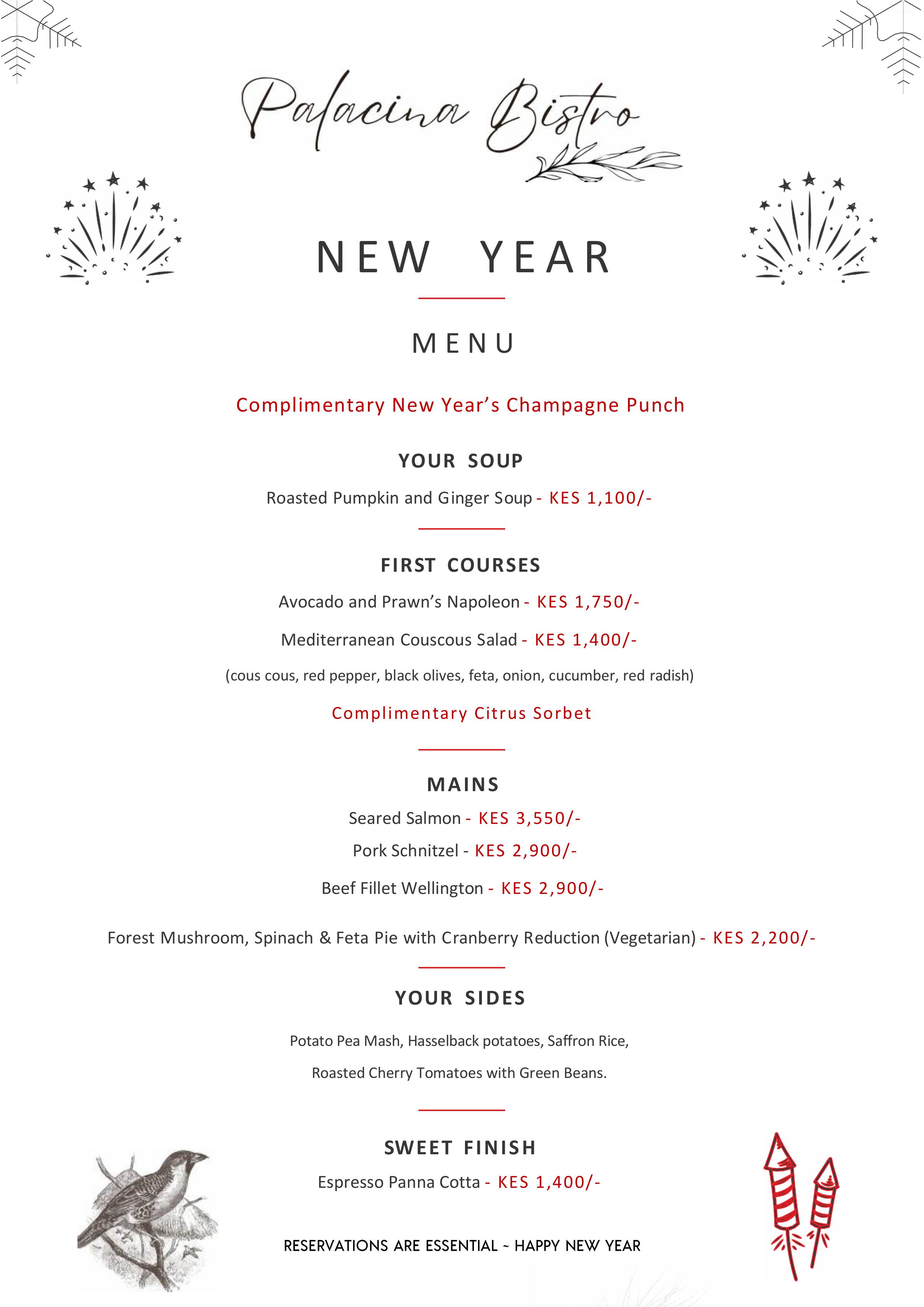 New Year Menu